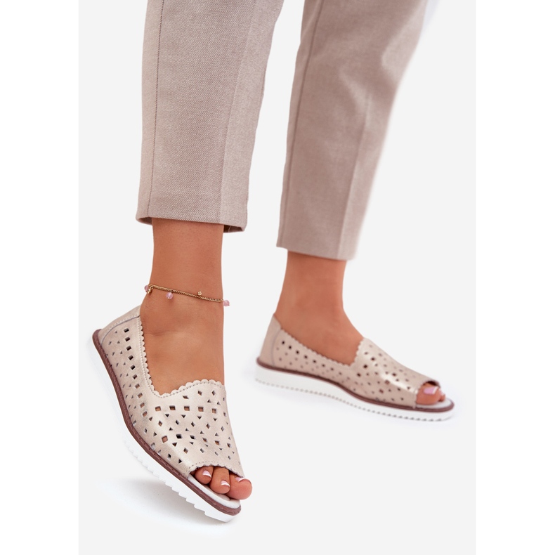 S.Barski Baleríny s otevřeným dílem s holými prsty S. Barski LR51-922 Beige béžový 1