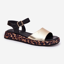 S.Barski Dámské kožené sandály na platformě s Leopard Print S. Barski JC51-347 Gold zlatý 4