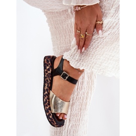 S.Barski Dámské kožené sandály na platformě s Leopard Print S. Barski JC51-347 Gold zlatý 3
