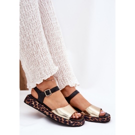 S.Barski Dámské kožené sandály na platformě s Leopard Print S. Barski JC51-347 Gold zlatý 6