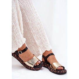 S.Barski Dámské kožené sandály na platformě s Leopard Print S. Barski JC51-347 Gold zlatý 8