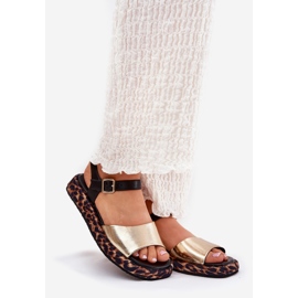 S.Barski Dámské kožené sandály na platformě s Leopard Print S. Barski JC51-347 Gold zlatý 1
