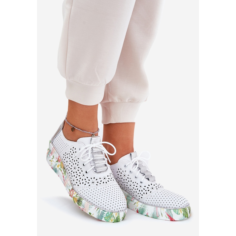 Dámská kožená boty Artiker 56C1799 Bílá a stříbrná bílý 1