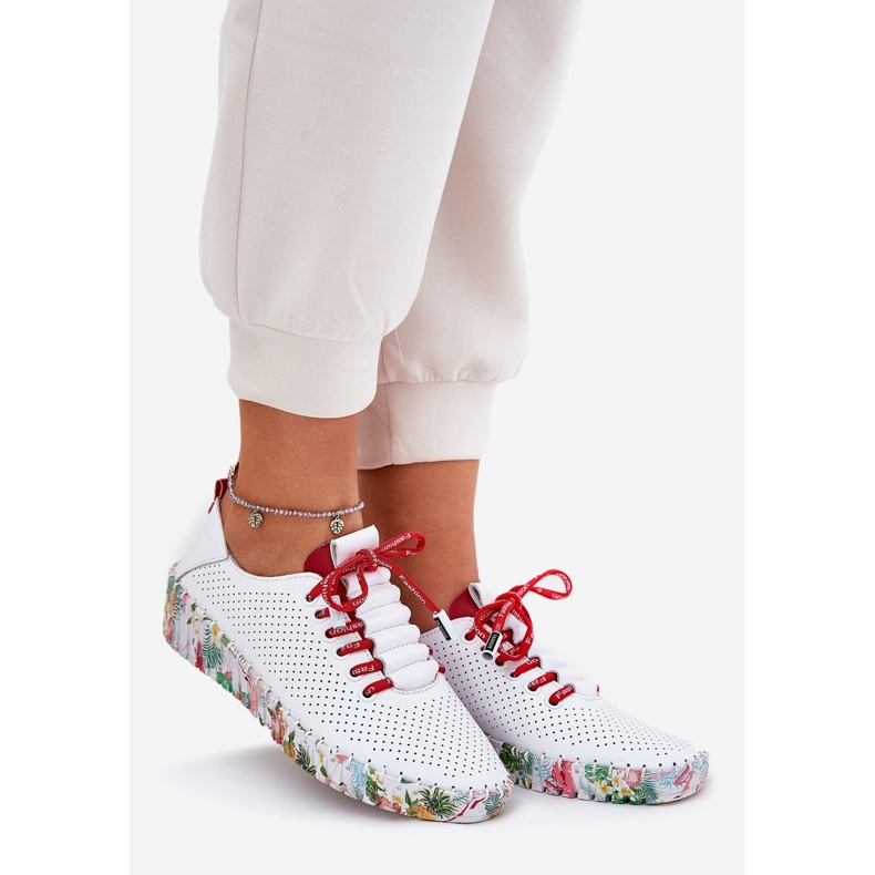 Kožené boty na vzorované platformě Artiker 54C1567 White and Red bílý 1