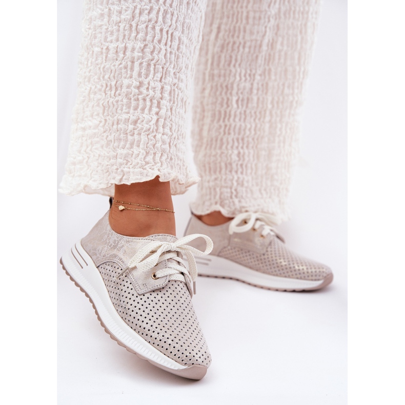 Kožená lehká ženská bota na platformě Artiker 56C2113 béžový 2