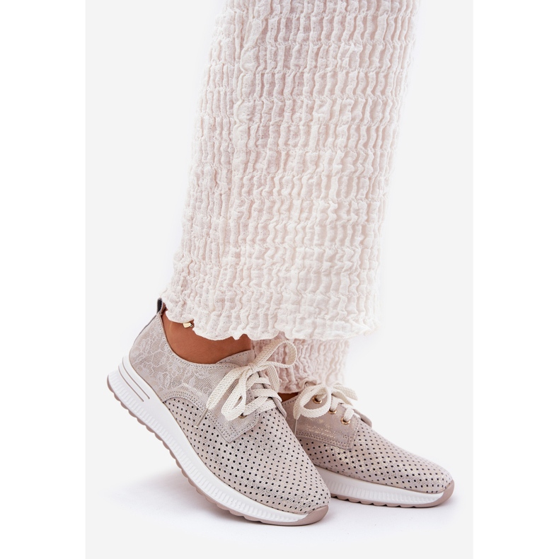 Kožená lehká ženská bota na platformě Artiker 56C2113 béžový 1