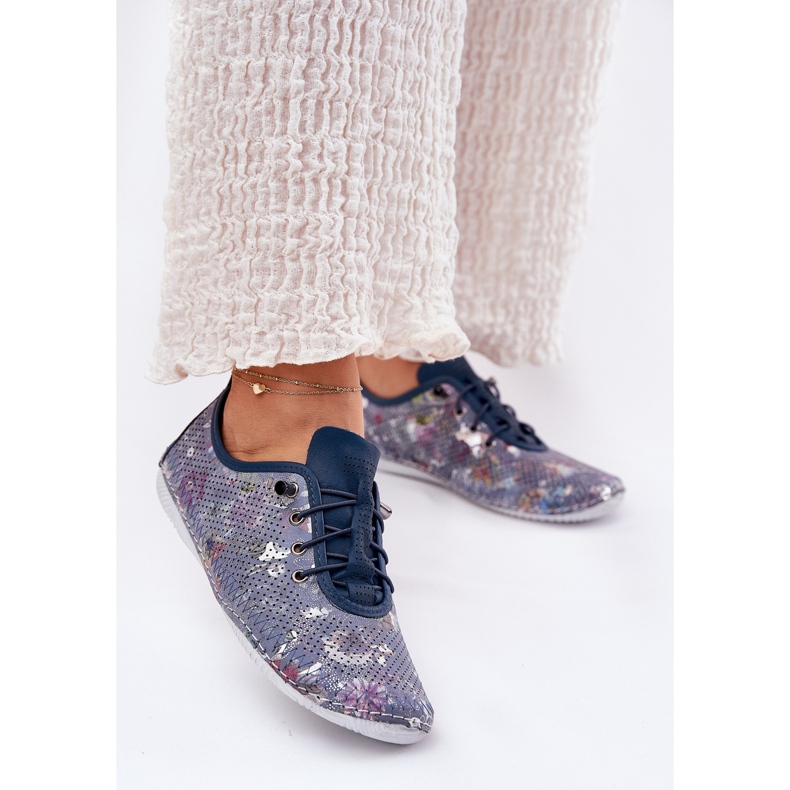 Dámské boty vyrobené z přírodní kůže vzorované artiker 56C2691 modrá modrý 2