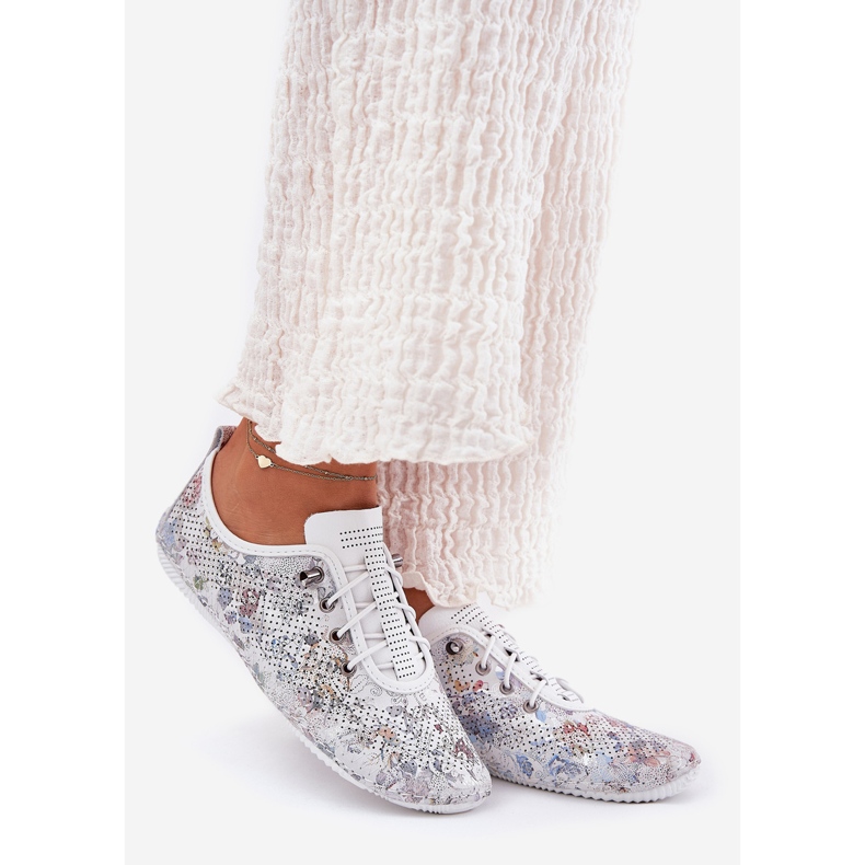 Dámské boty vyrobené z přírodní kůže vzorované artiker 56C2688 bílé bílý 1