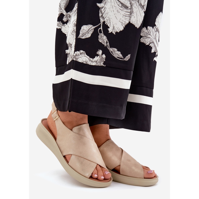 Jezzi Dámské sandály s ekologickou kůží zlaté zlatý 1