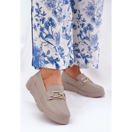 Vinceza Dámské kožené mokasíny se zlatým detailem Vincez 88007 Dark Beige béžový 2 Vinceza Dámské kožené mokasíny se zlatým detailem Vincez 88007 Dark Beige béžový 2