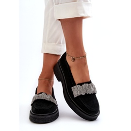 Zazoo 3419 Dámské mokasíny Suede s dekorativním černým popruhem 2