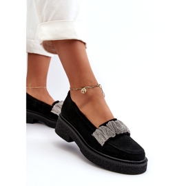 Zazoo 3419 Dámské mokasíny Suede s dekorativním černým popruhem 1