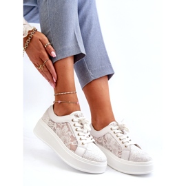 S.Barski Tenisky ženských krajkových tenisek na platformě S. Barski Hy51-059 White bílý 1