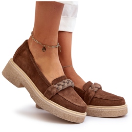 Zazoo 3429/W Dámské semišové mokasíny s ozdobou, Hnědá hnědý 5