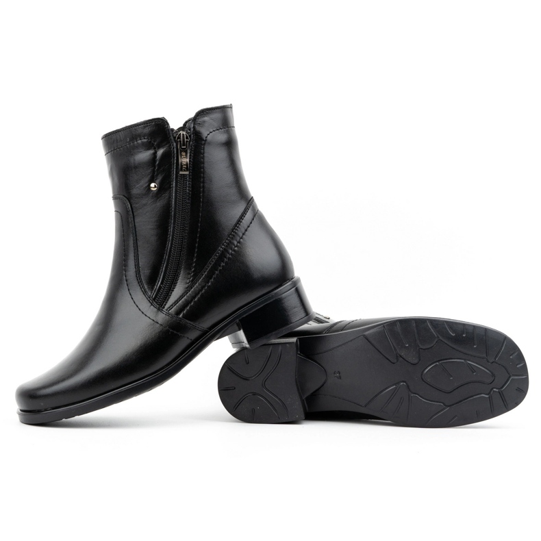 Olivier Dámské kožené zateplené kozačky na dva zipy 310BB, černé 3 Olivier Dámské kožené zateplené kozačky na dva zipy 310BB, černé 3