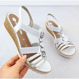 Dámské sandály pro Wedge s Elastics Silver Remonte R6264-92 stříbro 1