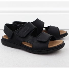 Kožené pánské pohodlné černé sandály Black Rieker 25558-01 černý 1