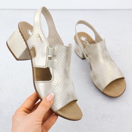 Dámské sandály s vysokými podpatky Golden Rieker 64665-60 zlatý 1