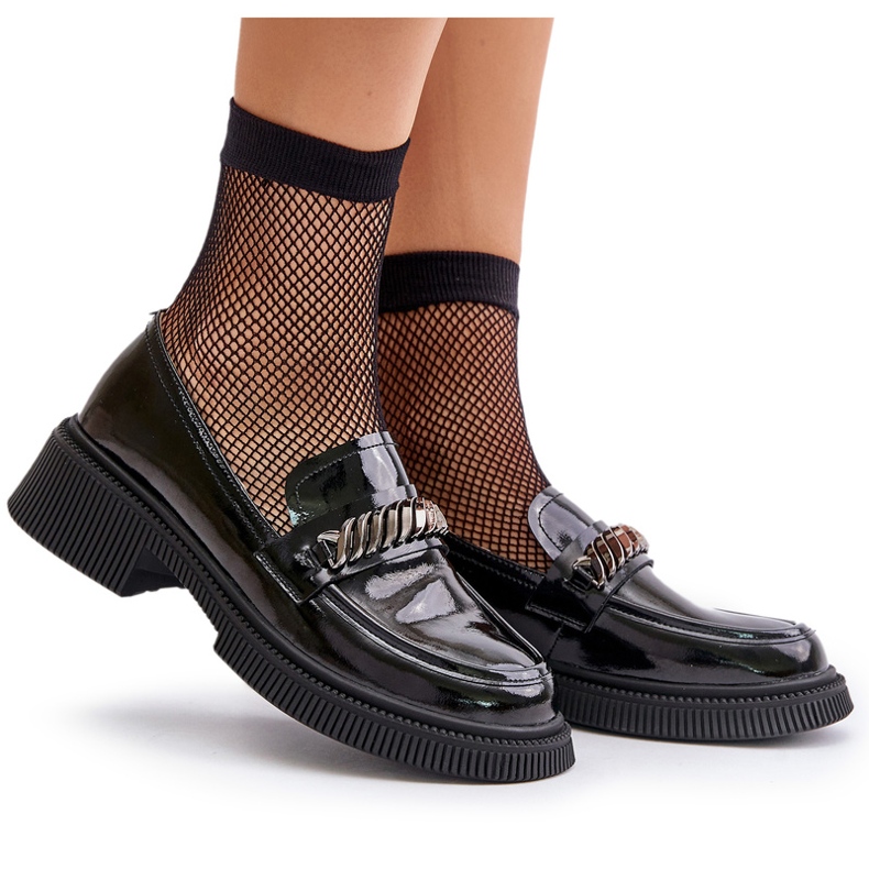 S.Barski Dámské lafické loafy s dekorací LZ42-030 Black černý 5