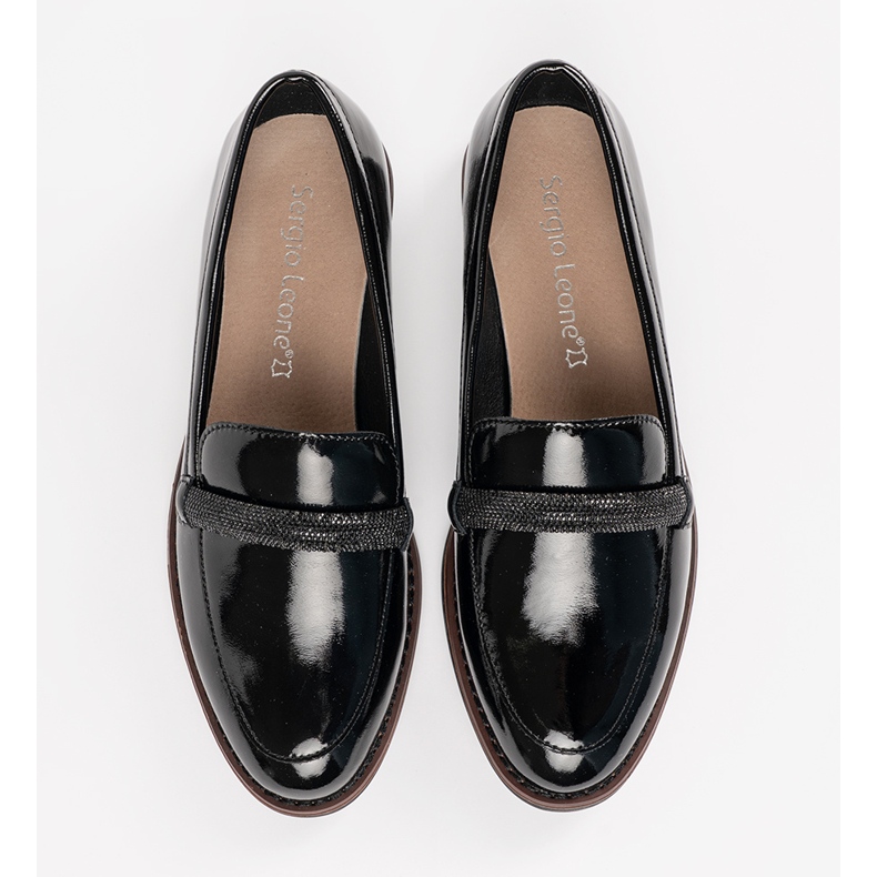 Mokasíny s vložkou Sergio Leone Black Leather černá 2