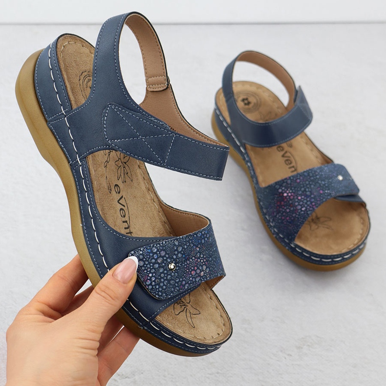 Evento Dámské sandály pro suchý zip eveno 8988 modrý 1