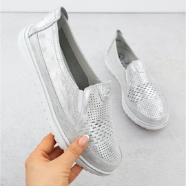 Evento Dámské kožené boty Openwork Silver Event 1653 stříbro 1