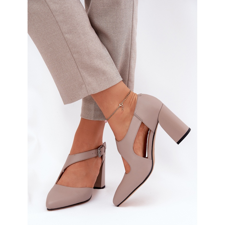 Kožená čerpadla na sloupu s Vinceza 91133 šedá svorka 2