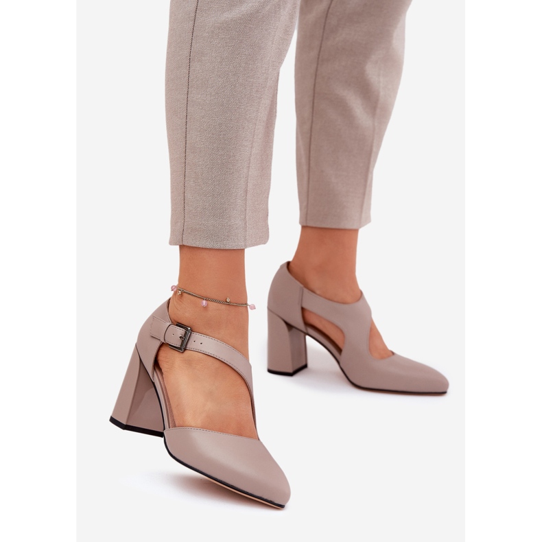 Kožená čerpadla na sloupu s Vinceza 91133 šedá svorka 1