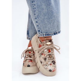 Kožené tenisky na platformě Maciejka 06891-18 Beige béžový 1