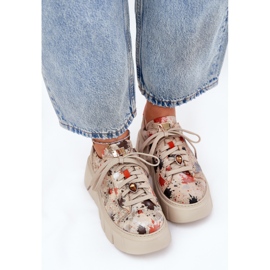 Kožené tenisky na platformě Maciejka 06891-18 Beige béžový 2