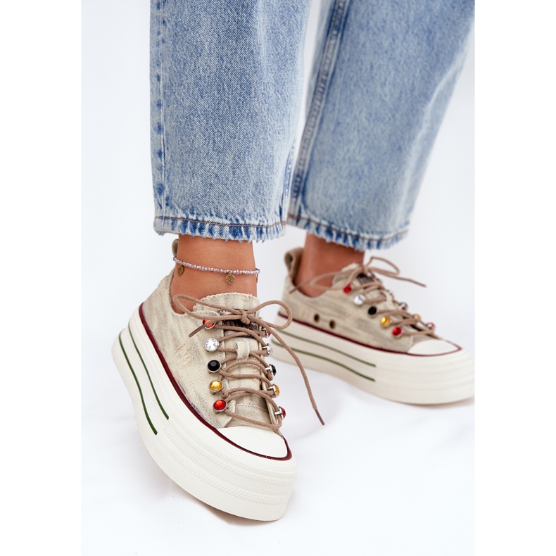 Dámské tenisky na platformě Goe RR2N4105 BEIGE béžový 2