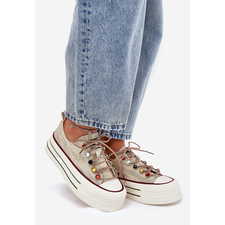 Dámské tenisky na platformě Goe RR2N4105 BEIGE béžový 1