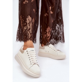 Dámské kožené tenisky na platformě Goe RR2N4004 BEIGE béžový 2