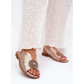 S.Barski Lesklé dámské sandály Dekorativní detaily S. Barski KV51-012 Pink Gold zlatý 2