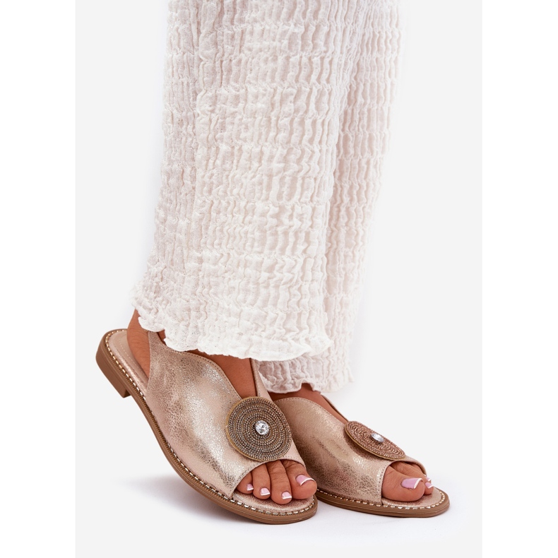 S.Barski Lesklé dámské sandály Dekorativní detaily S. Barski KV51-012 Pink Gold zlatý 1