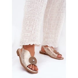 S.Barski Lesklé dámské sandály Dekorativní detail S. Barski KV51-012 Zlotys zlatý 2