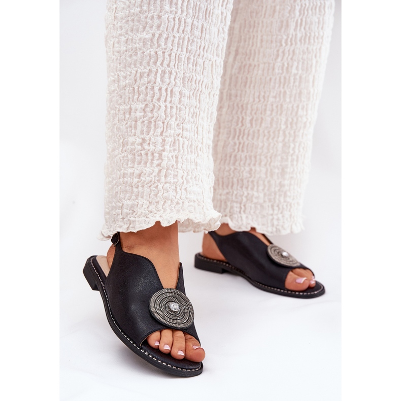 S.Barski Lesklé dámské sandály Dekorativní detail S. Barski KV51-012 Černá 2