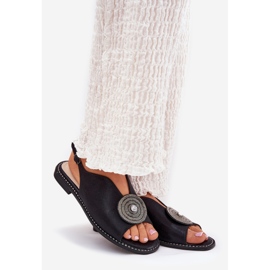 S.Barski Lesklé dámské sandály Dekorativní detail S. Barski KV51-012 Černá 1