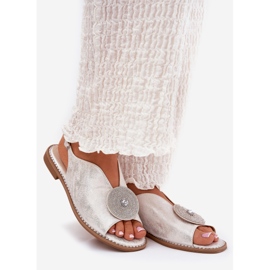 S.Barski Lesklé dámské sandály Dekorativní detail S. Barski KV51-012 stříbro stříbrný 1