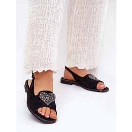 S.Barski Dámské sandály s dekorativním srdcem S. Barski KV27-018 Black černá 2