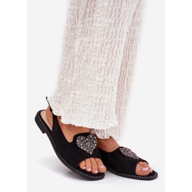 S.Barski Dámské sandály s dekorativním srdcem S. Barski KV27-018 Black černá 1 S.Barski Dámské sandály s dekorativním srdcem S. Barski KV27-018 Black černá 1