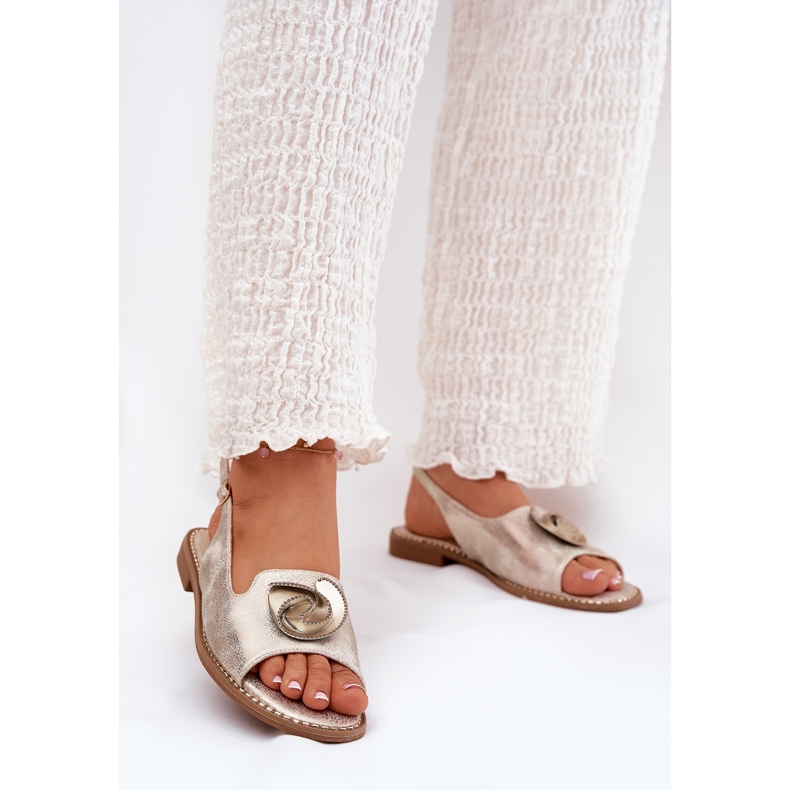 S.Barski Lesklé dámské sandály s ornamentem S. Barski KV51-006 Zlato zlatý 2