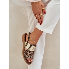 Zazoo 40385 Dámské kožené sandály s leopardským potiskem hnědou hnědý 3