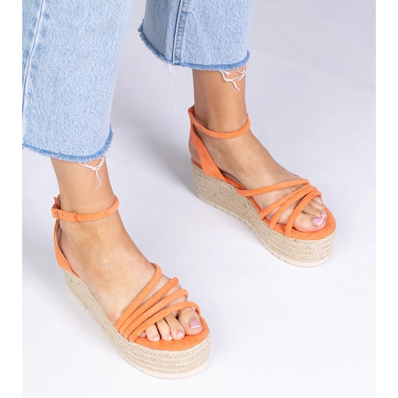 Orange Espadrilles na platformě oranžový 1