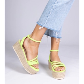 Zelené sandály Espadrille na platformě zelená 3