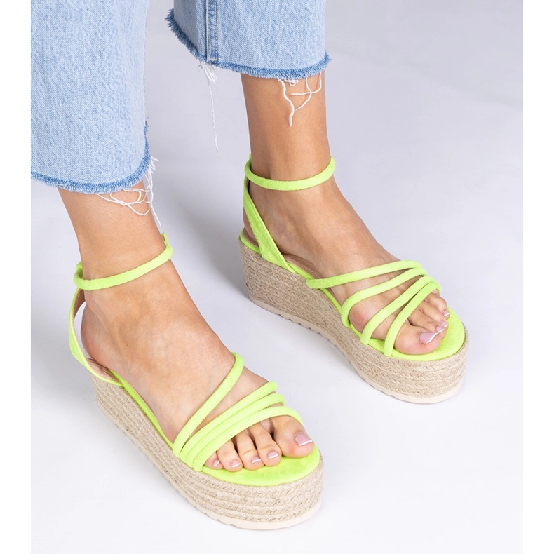 Zelené sandály Espadrille na platformě zelený 1