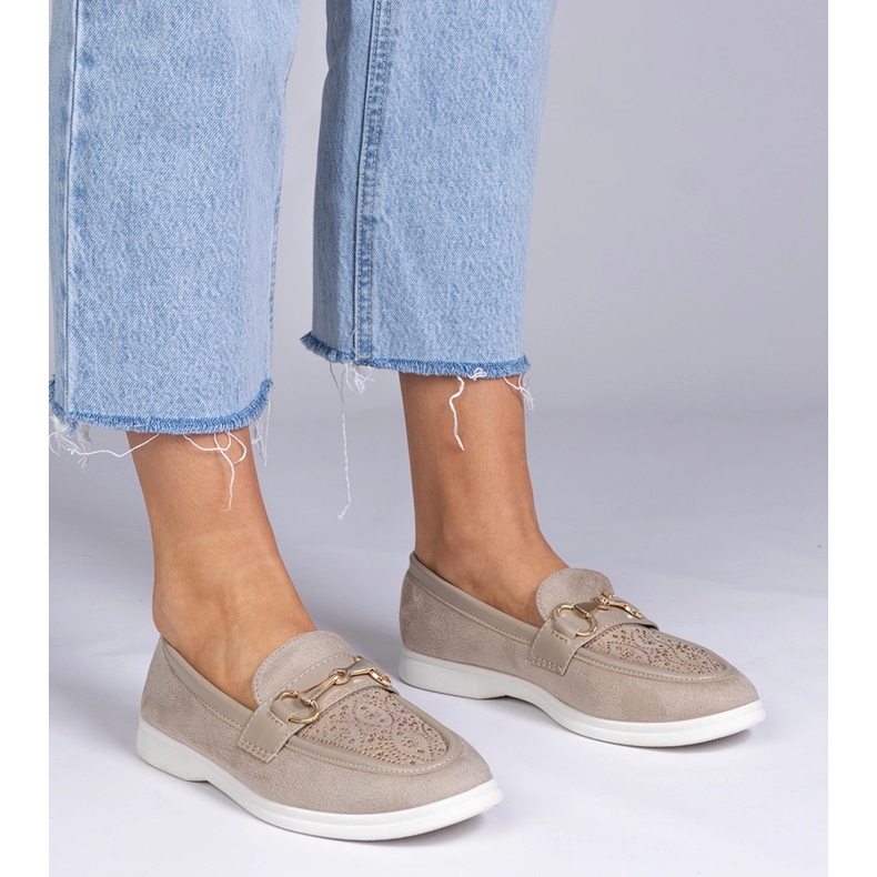 Krémové mokasíny z Ekozamsz se zirkony krémová 1