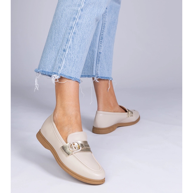 Béžové ekologické mokasíny se zirkony béžový 1