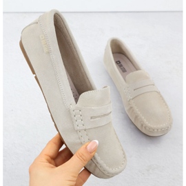 Big Star Dámská kožená mokasína velká hvězda RR274947 béžový 1