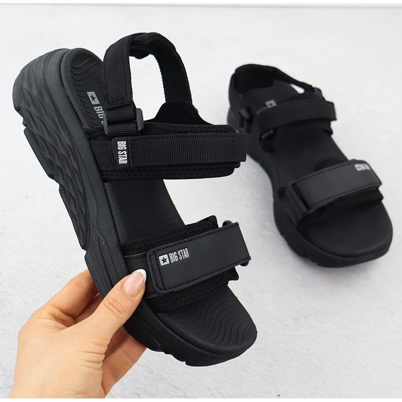 Big Star Dámské suchý zip sportovní sandály Velká hvězda RR274A076 černá 1